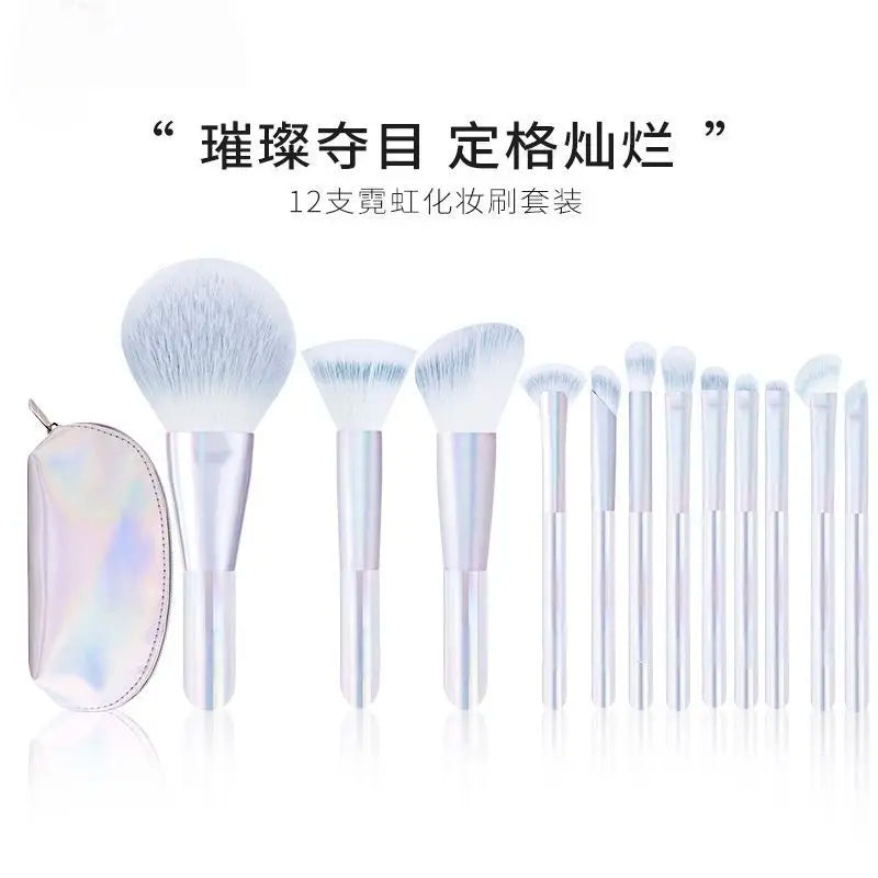 12-Piece Neon Makeup Brush Set | Blush, Eye & Face Brushes Makeup Brush Set QXL 12 brushes and bags