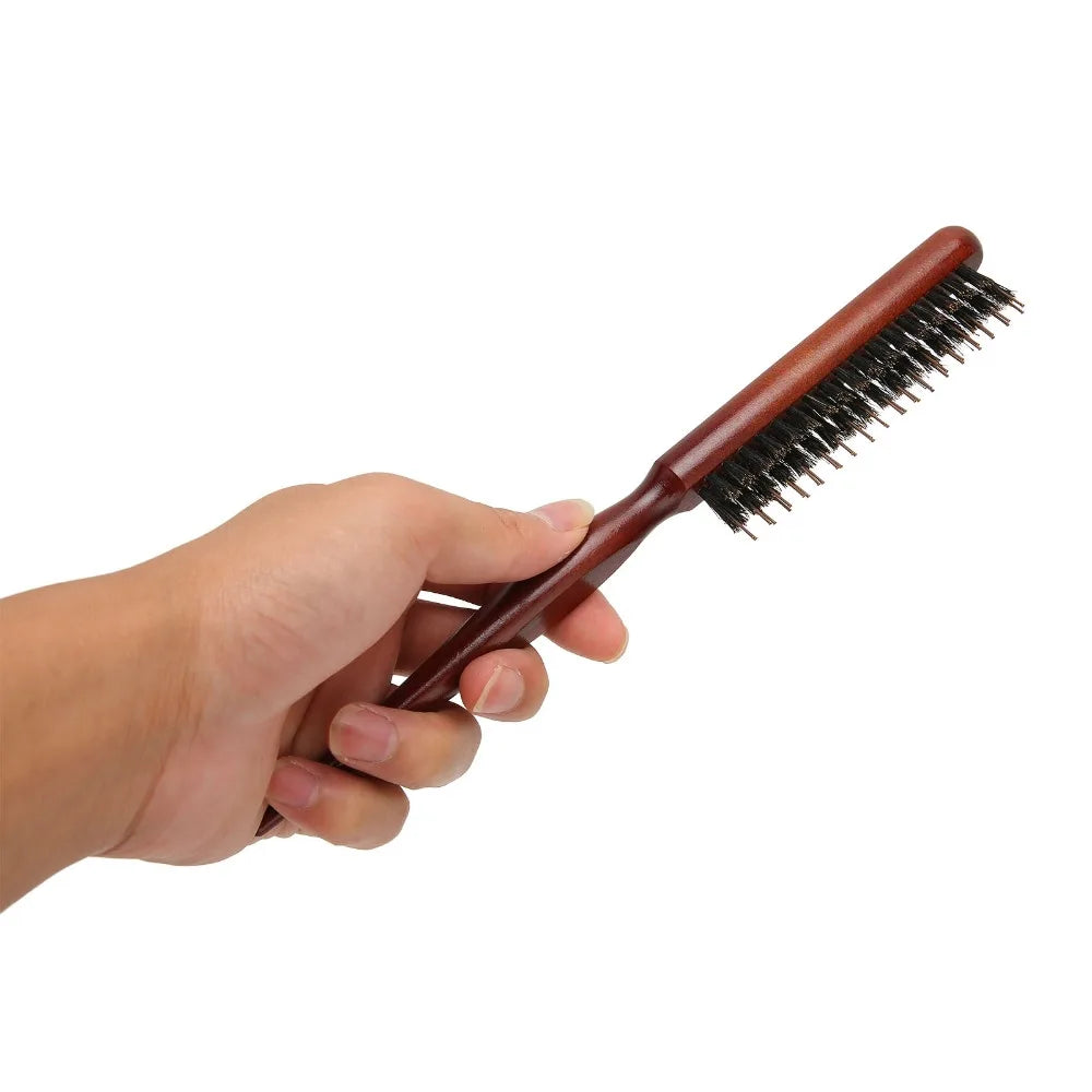 Ergonomic Teasing Brush & Parting Comb | Cherry Wood Handle Teasing Brush Comb QXL