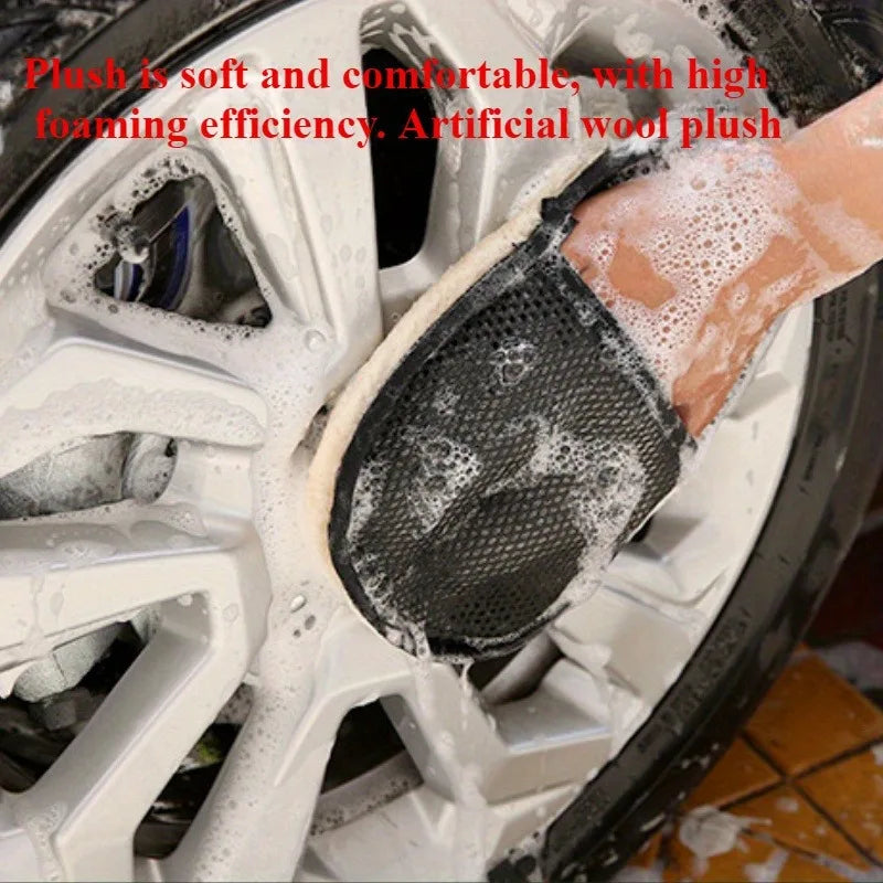 Plush Car Wash Mitt Glove | 1-Pc & 3-Pc Cleaning Set Car Wash Mitt QXL
