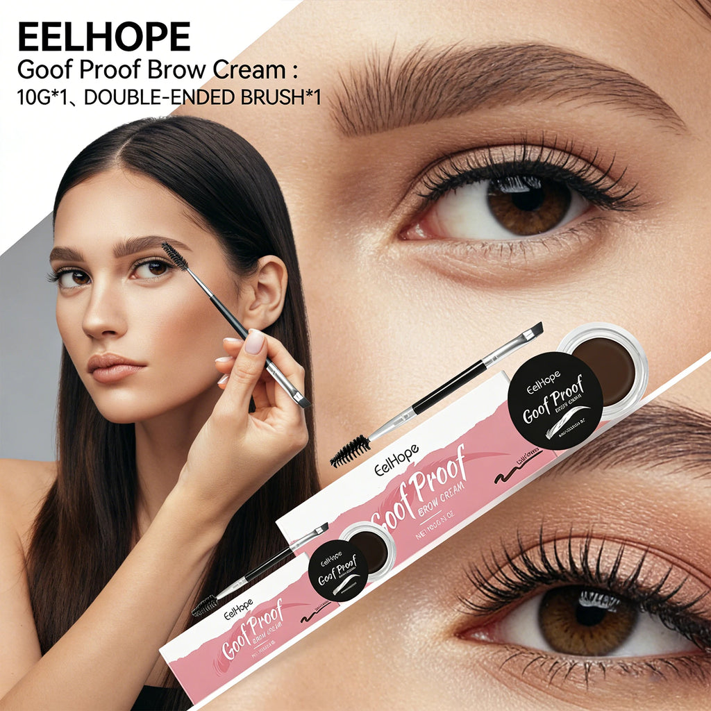 Eelhope Waterproof Eyebrow Tint Cream & Double-Ended Brush Eyebrow Tint Cream QXL