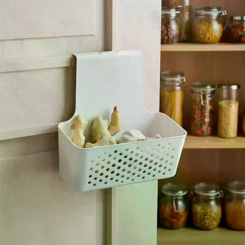 Over-Cabinet Door Hanging Storage Basket | No-Drill Organizer Cabinet Door Organizer QXL