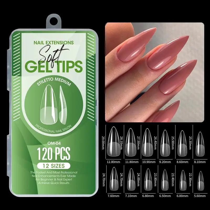 120-Pc Clear Semi-Matte False Nail Tips | Full Coverage DIY False Nail Tips QXL