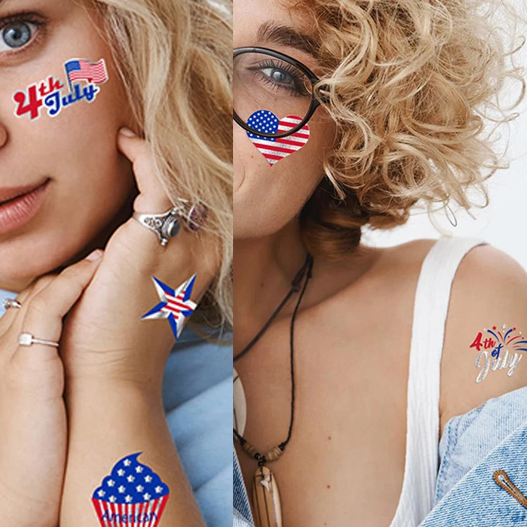 4th of July Waterproof Temporary Tattoo Stickers | USA Flag Temporary Tattoo Stickers QXL