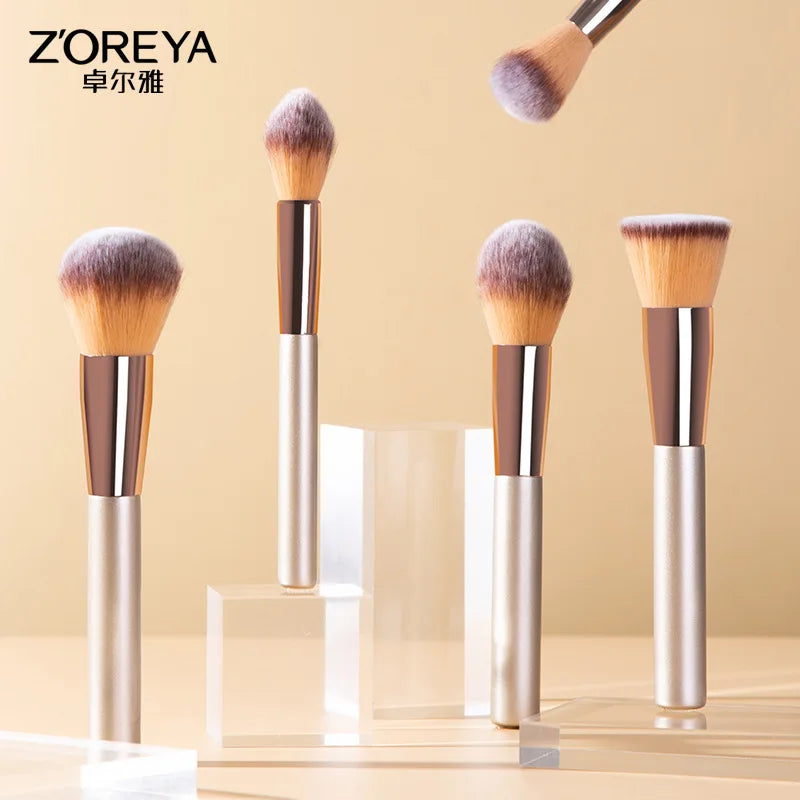 Zoreya 10-Piece Champagne Makeup Brush Set | Face & Eye Makeup Brush Set QXL