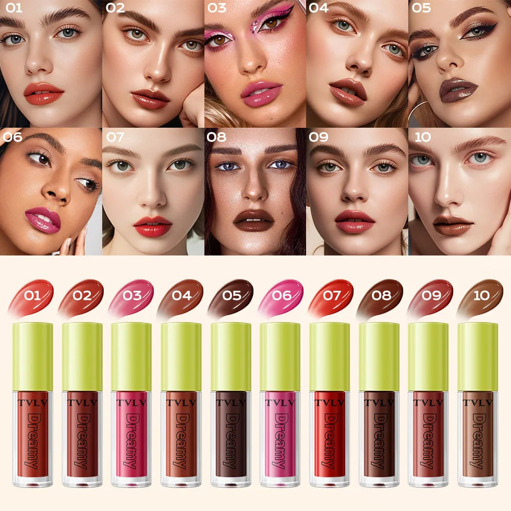 TVLV 10-Color Matte Lip Gloss Set | Long-Lasting Lip Tint Kit Lip Gloss Set QXL 6008