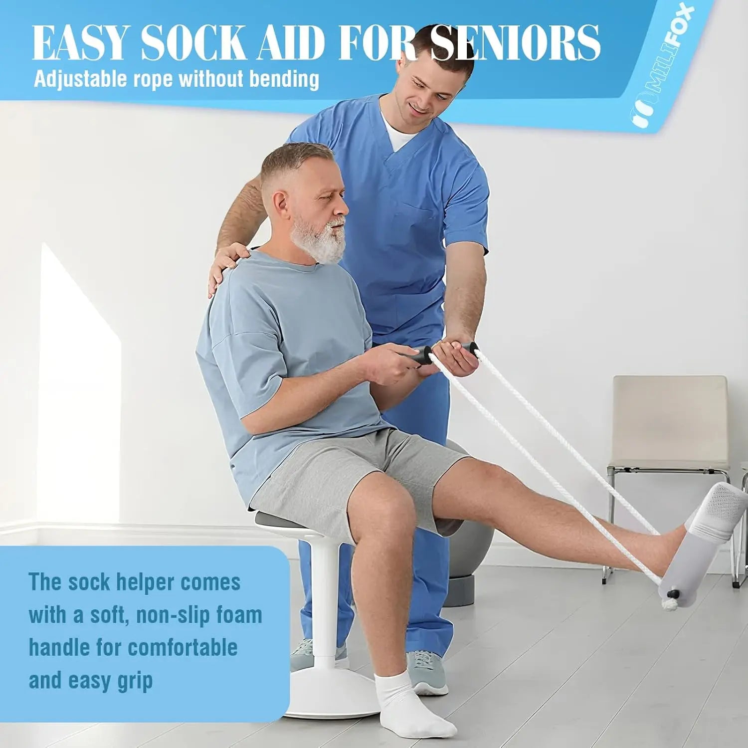 Sock Aid Dressing Helper | Easy-Grip Foam Handles | 1-2 Pack Dressing Aid Tool QXL