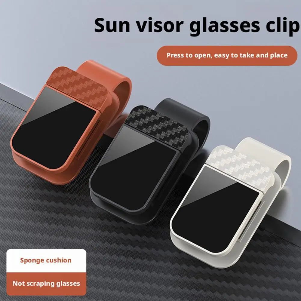 Car Sun Visor Glasses Holder Clip | Carbon Fiber Style Car Visor Glasses Clip QXL