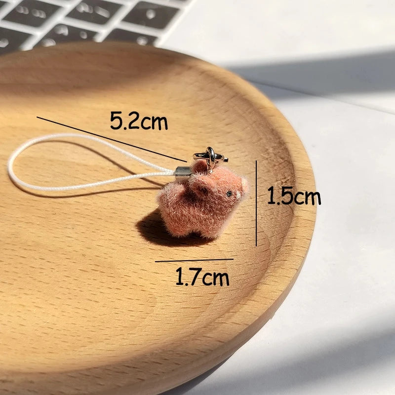 Cute Flocked Mini Pig Keychain | Resin Animal Bag Charm Gift Animal Charm Keychain QXL