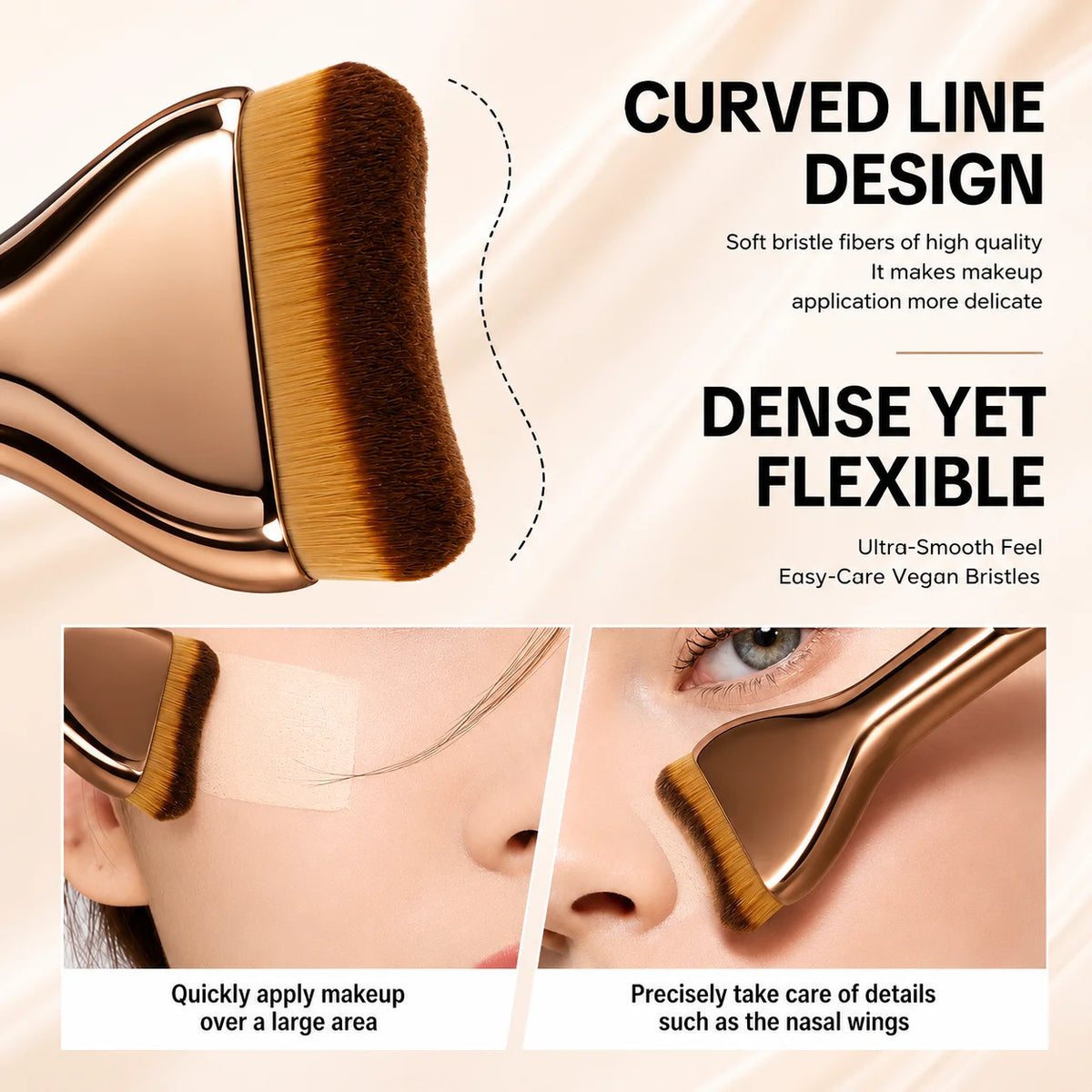 LUXEBLEND Tongue-Shaped Foundation Brush – Ultra-Thin Flat Foundation Brush QXL