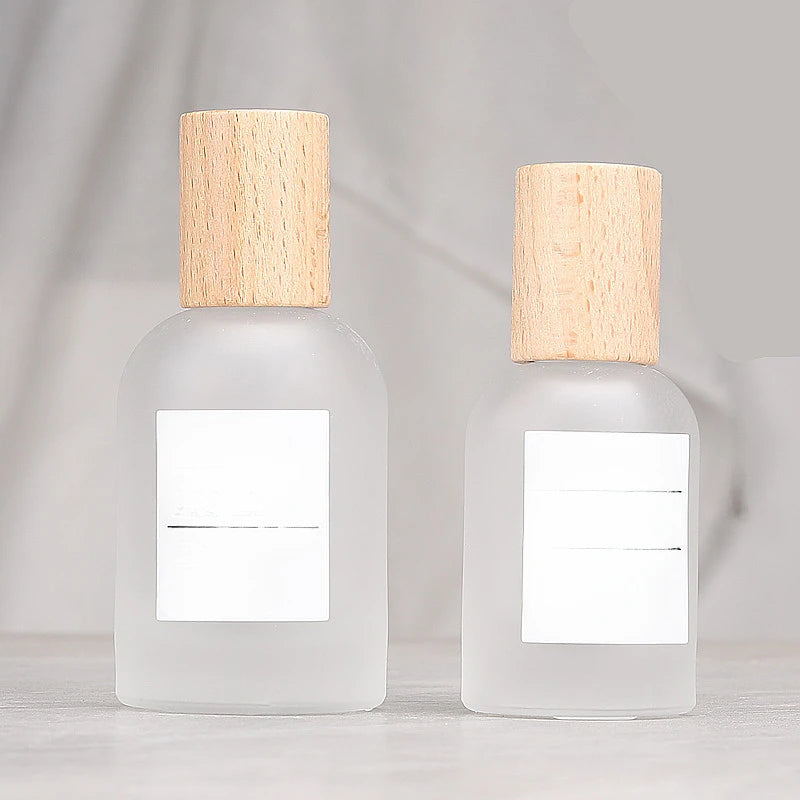 Frosted Glass Perfume Spray Bottle | Walnut & Beech Pump 30ml 50ml Perfume Atomizer Bottle QXL