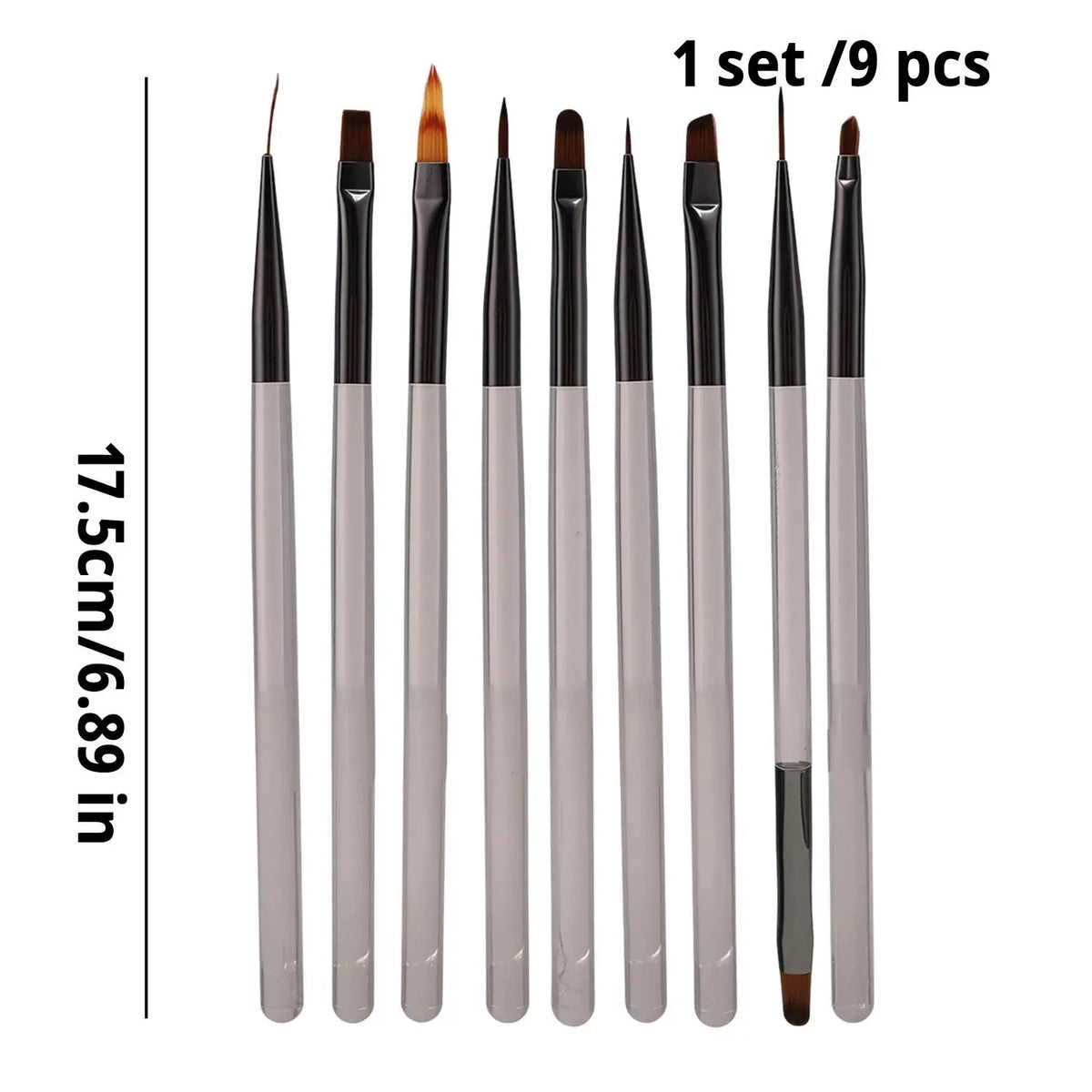 9-Piece Nail Art Brush Set – Striping, Gel & Extension Pens Nail Art Brush Set QXL Ice gray