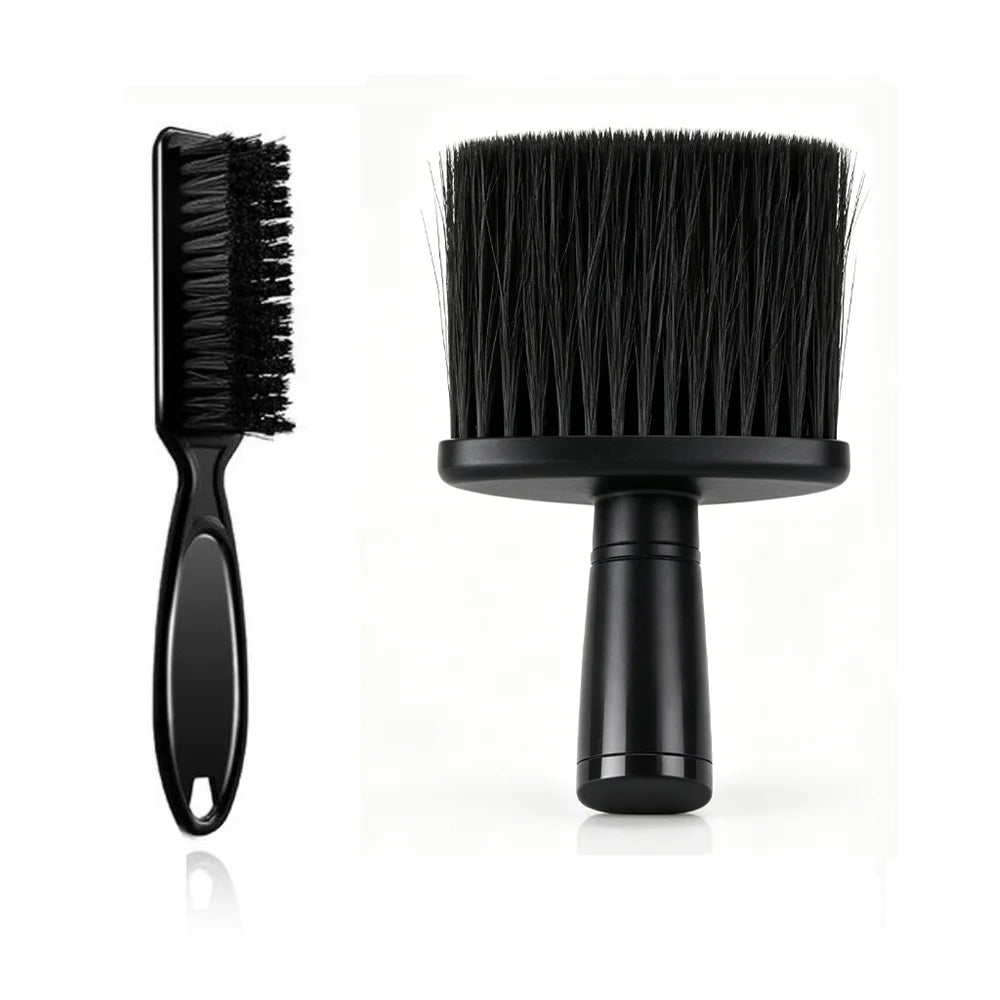 2-Piece Men's Hair Cutting & Neck Cleaning Brush Set Hair Styling Brush Set QXL TZ-SZ146-SZ23-Black