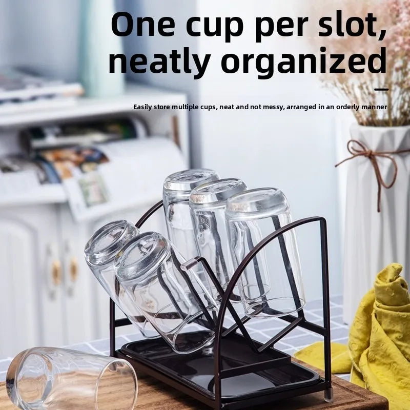 6-Cup Stainless Steel Drying Rack | Inverted Glass Holder Cup Drying Rack QXL