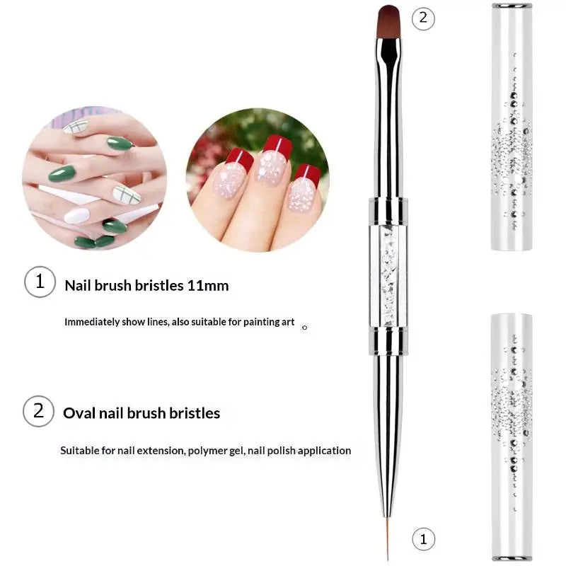 Crystal Dual-Ended Nail Art Liner Brush & Painting Pen Nail Art Brush QXL