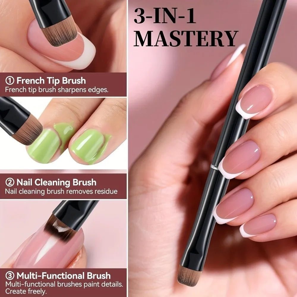 3-in-1 Nail Art Brush | Gel, Drawing & Cleaning Tool Nail Art Brush QXL