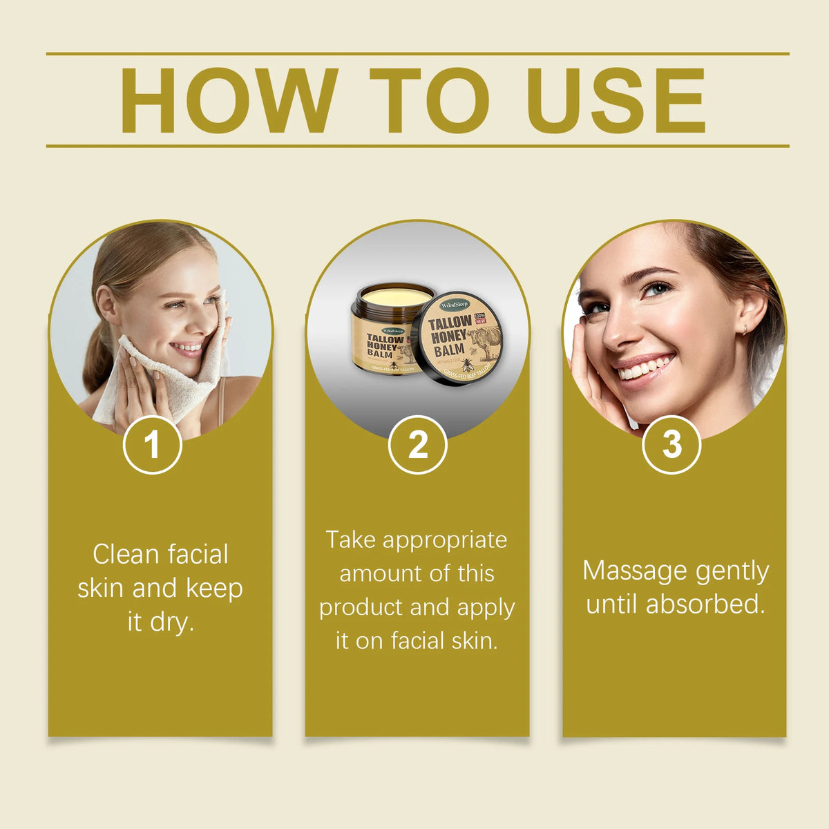 WOODSLEEP Tallow Honey Balm – Moisturizing Face Cream 60g Face Moisturizer Balm QXL