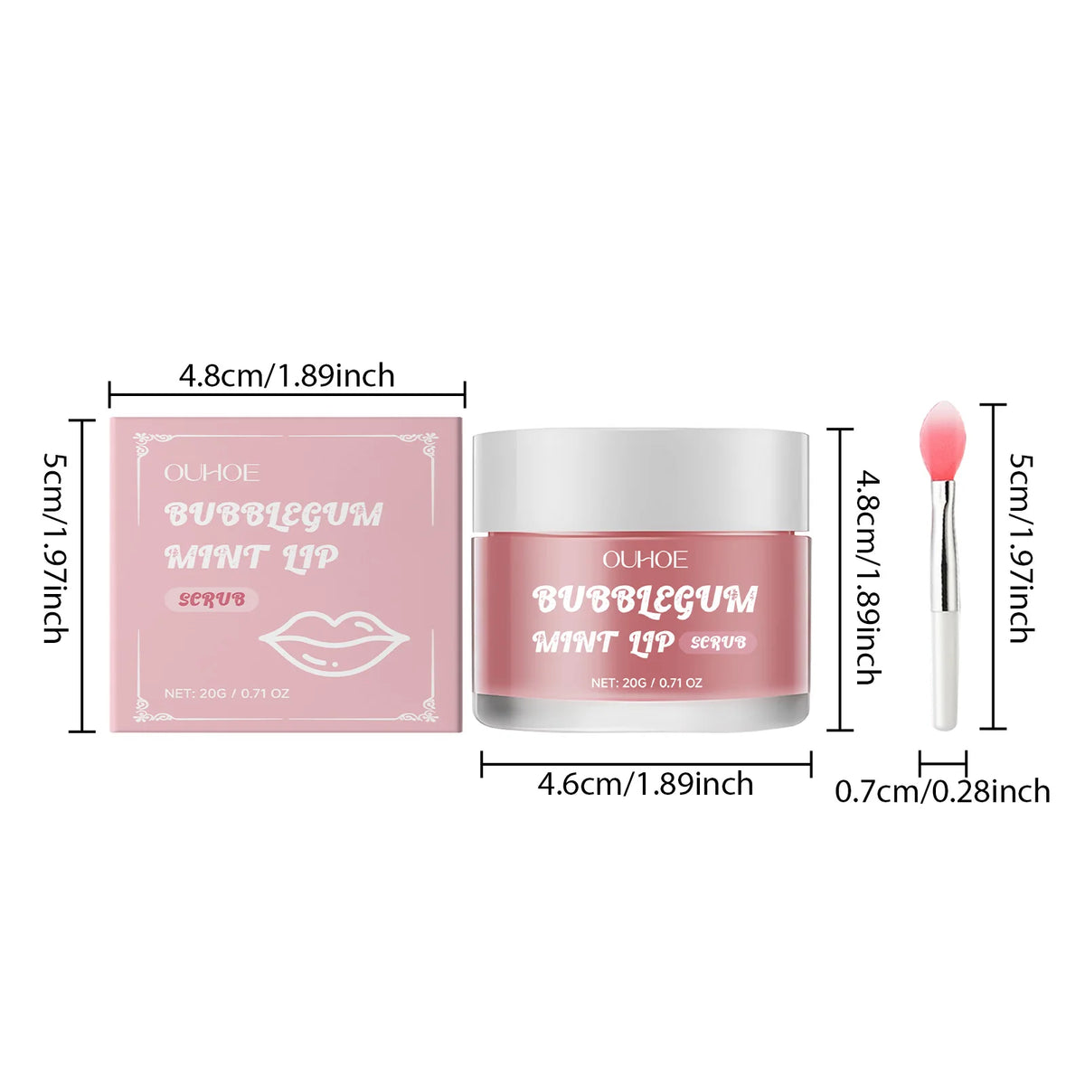 Strawberry Mint Sea Salt Lip Scrub | Exfoliate & Smooth Lips Lip Exfoliator Scrub QXL 1PCS