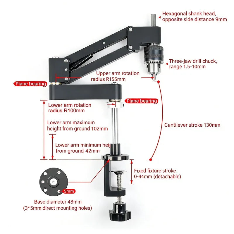 Cantilever Tapping Support Arm | CNC Aluminum Alloy Bracket Tapping Support Arm QXL