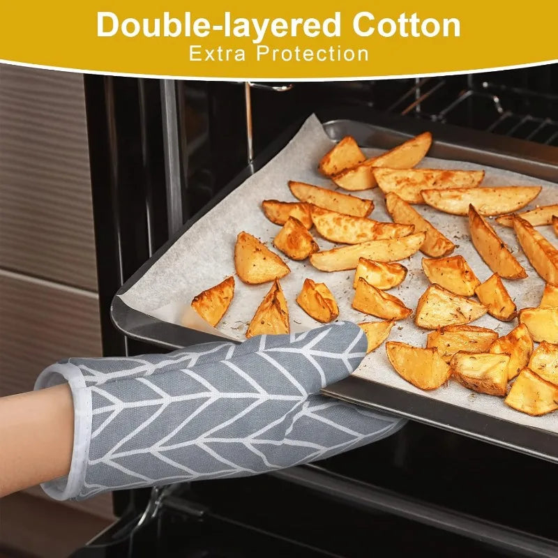 Cotton Linen Oven Mitts | Heat-Resistant Baking Gloves Oven Mitts QXL