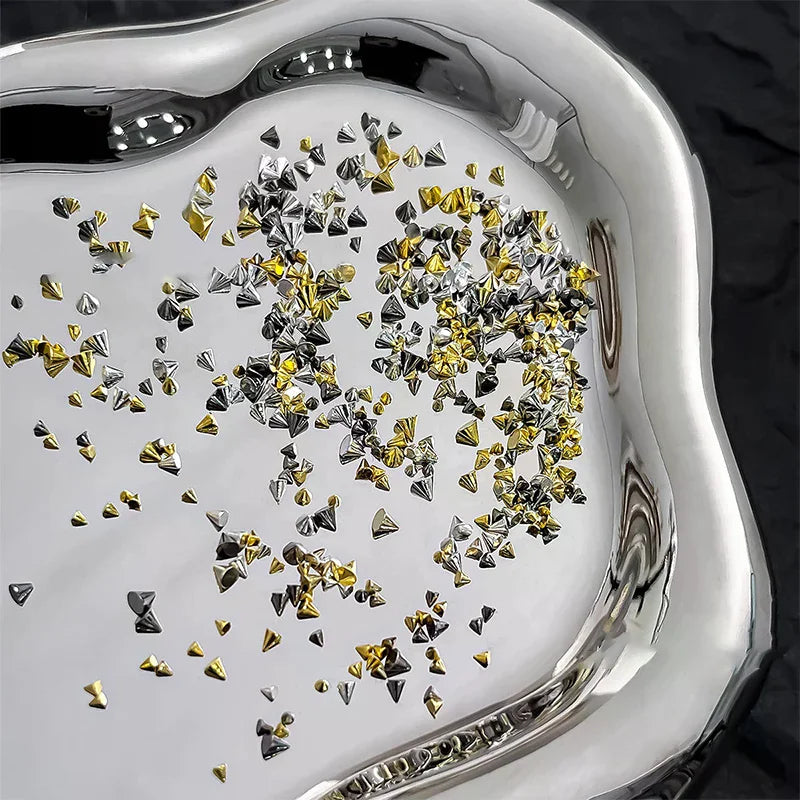 100-Pc Punk Rivet Nail Charms | Cone Spike 3D Alloy Studs Nail Art Charms QXL