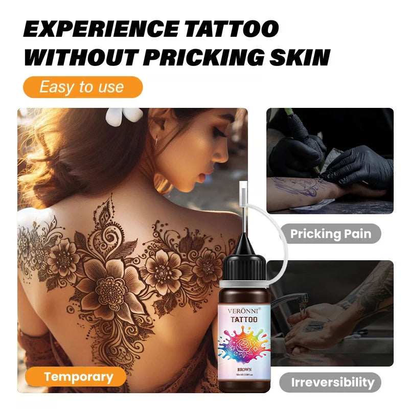 11-Color Waterproof Semi-Permanent Temporary Tattoo Ink 10ml Temporary Tattoo Ink QXL