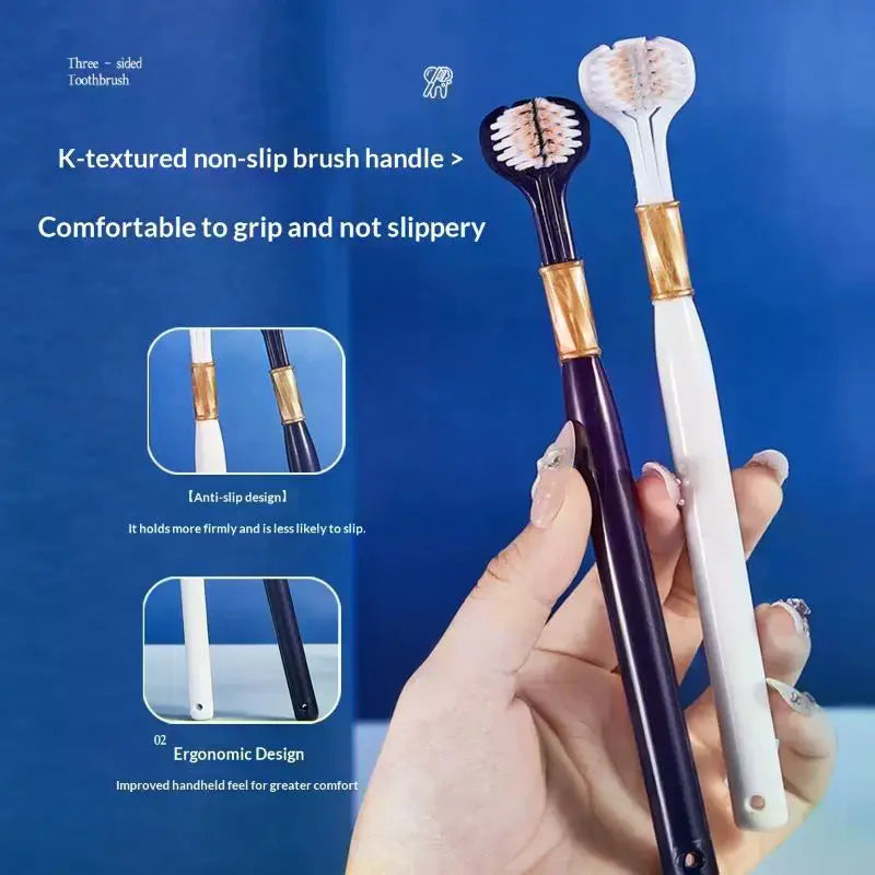 6-Pack 3-Sided Manual Toothbrush | Soft Bristles Family Set Manual Toothbrush QXL