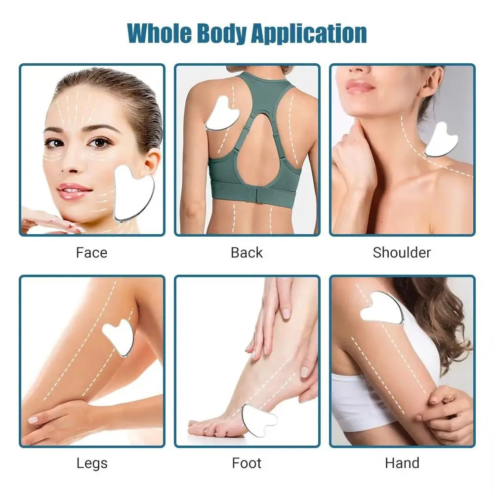 Heart-Shape Stainless Steel Gua Sha Scraper – Face & Body Gua Sha Scraper QXL