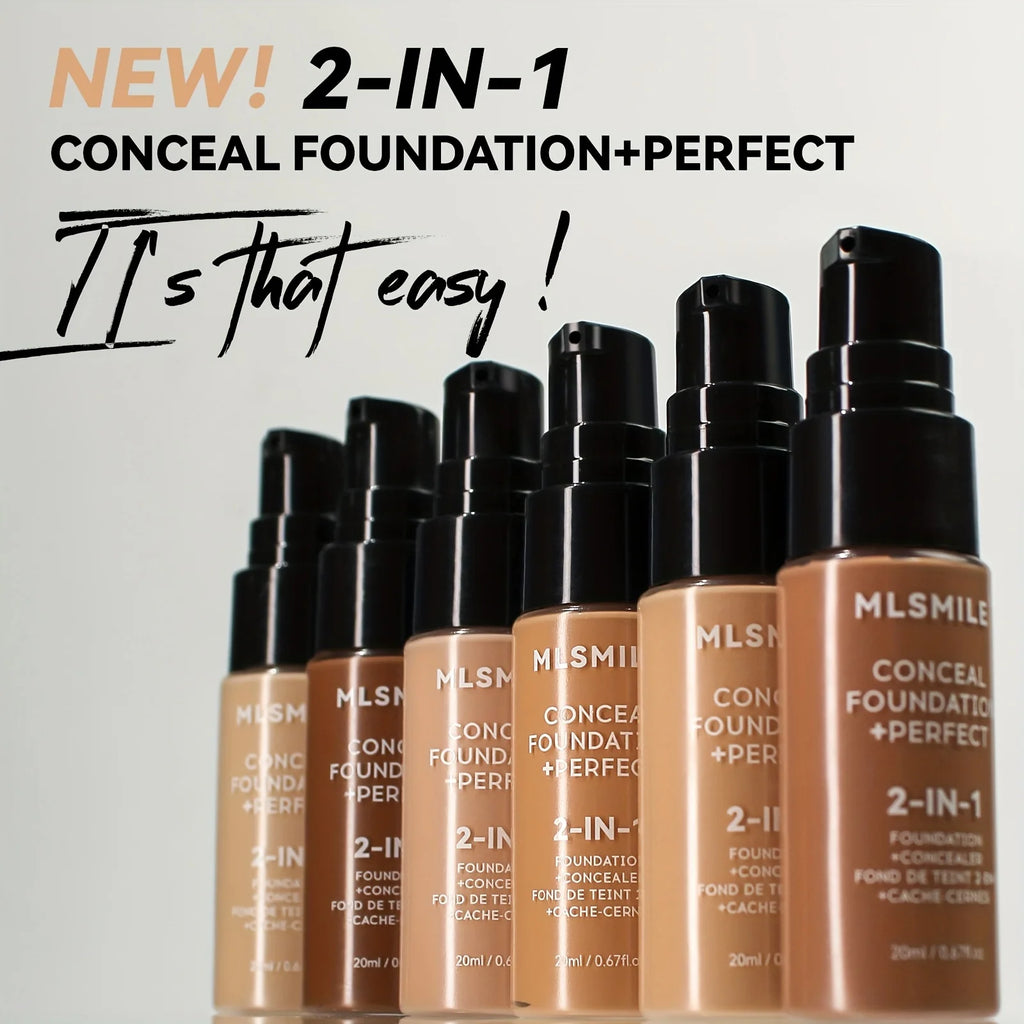 2-in-1 Liquid Foundation & Concealer | Full Coverage Waterproof Liquid Foundation QXL