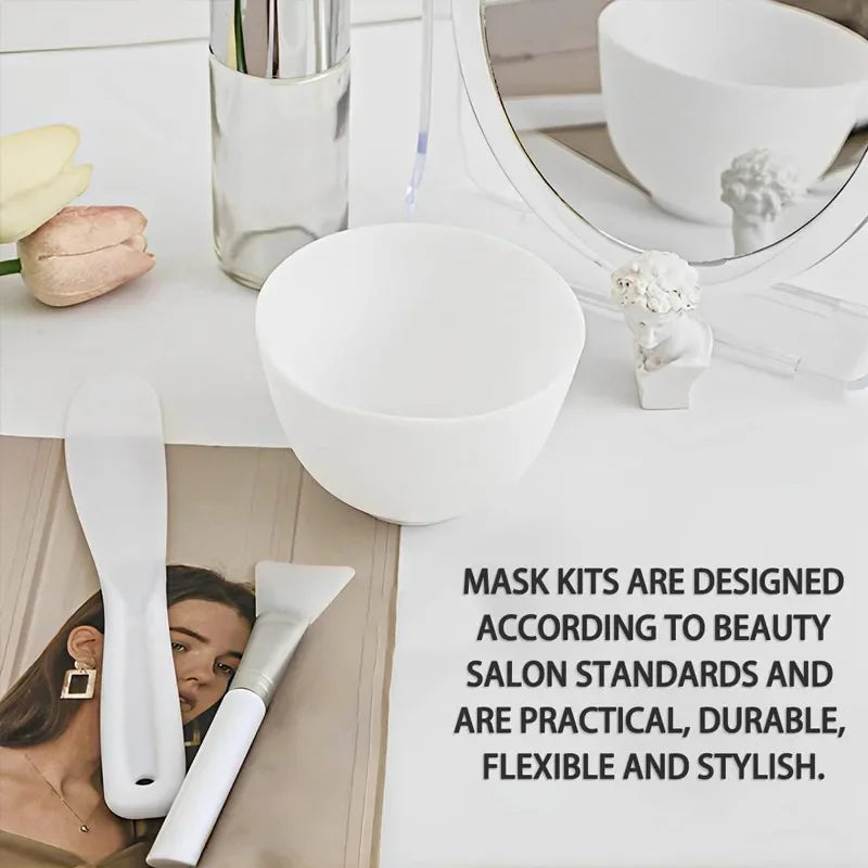 Face Mask Brush Set with Silicone Mixing Bowl – 3 or 4 Pcs Face Mask Tool Set QXL