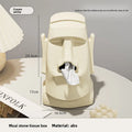 Moai Statue Tissue Box Holder | Headphone & Glasses Stand Desktop Tissue Dispenser QXL WHITE