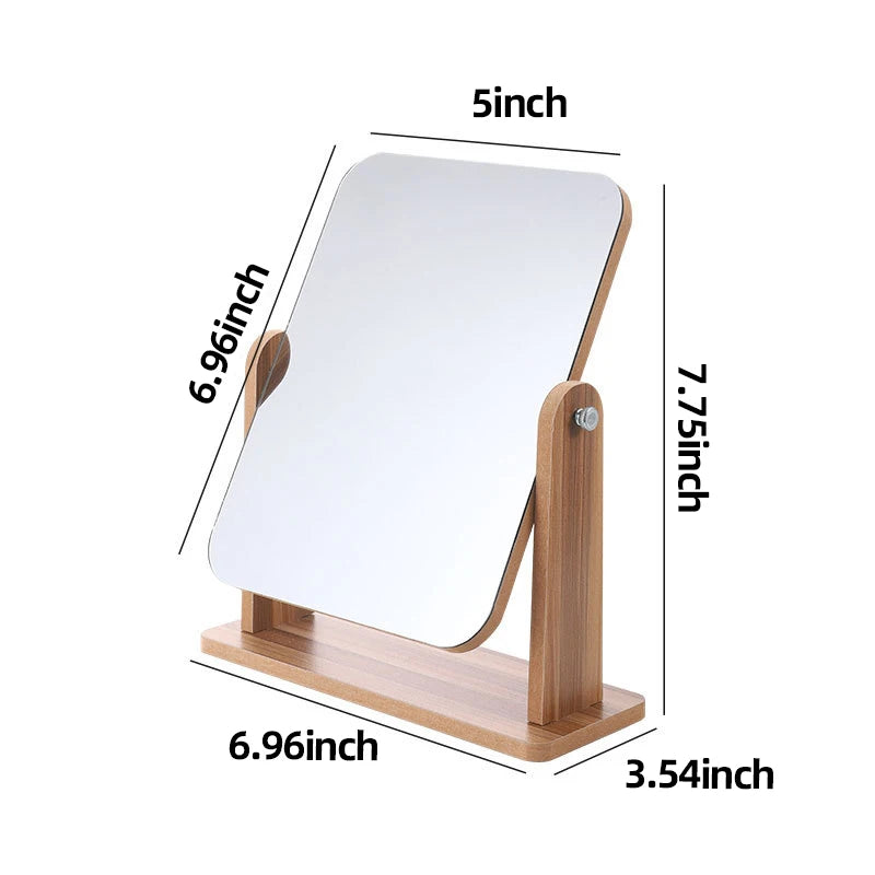 360° Rotating Makeup Mirror with Wood Stand | Vanity Mirror Vanity Makeup Mirror QXL