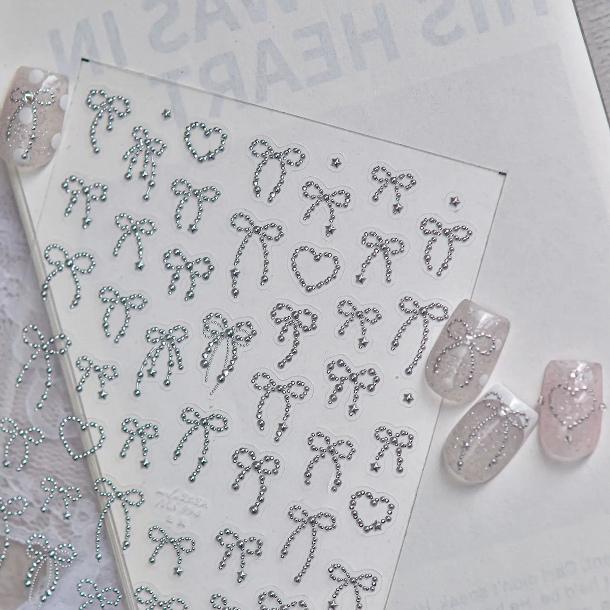 5D Ballet Nail Stickers – Rhinestone Bow Heart Star Decals Nail Art Stickers QXL