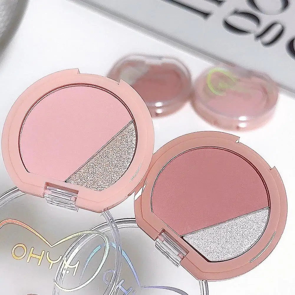 2-in-1 Blush & Highlighter Palette | Matte Shimmer Face Makeup Blush Highlighter Palette QXL