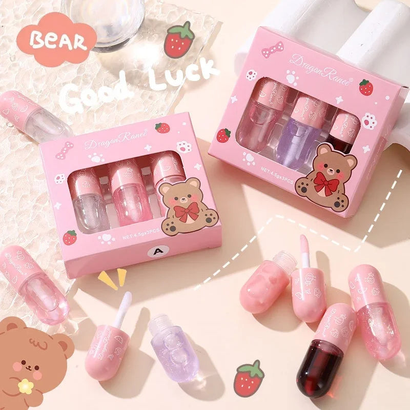Dragon Ranee Pearly Lip Gloss Set | Mirror Glaze 3-Pc Lip Gloss Set QXL