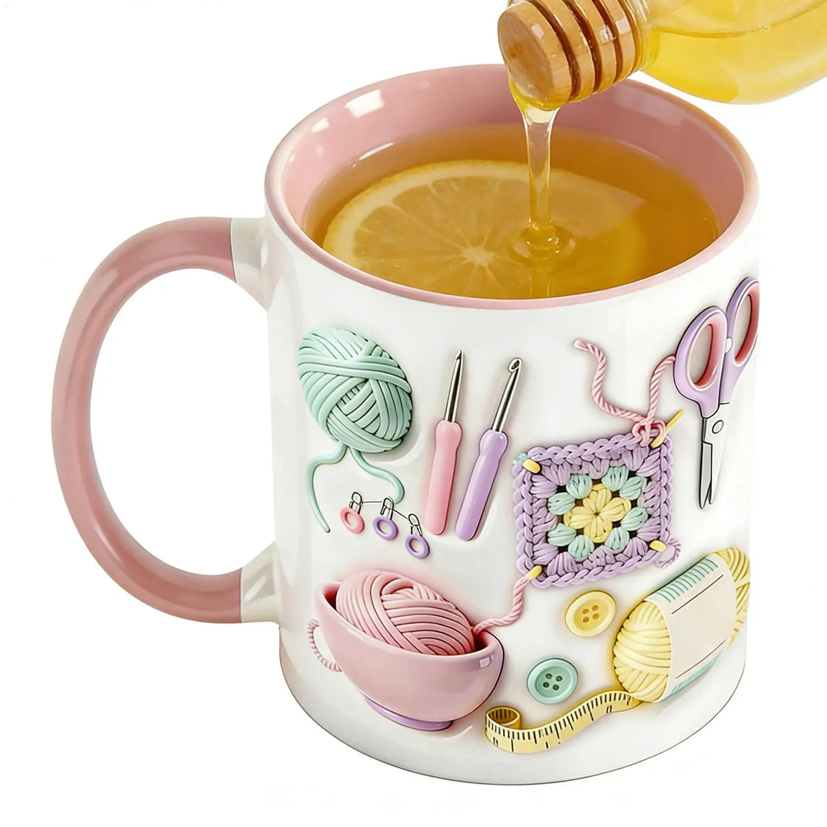 330ml Ceramic Crochet Coffee Mug | Novelty Knitting Design Novelty Coffee Mug QXL