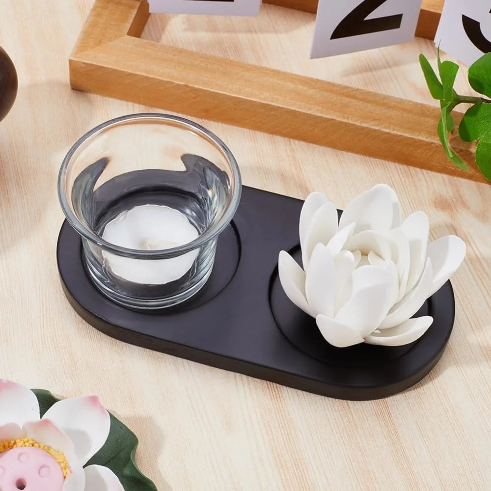 Acacia Wood Salt & Pepper Mill Tray | Dual Grinder Holder Mill Tray Holder QXL