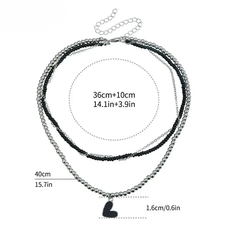 Heart Pendant Choker Necklace | Multilayer Chain for Women Choker Necklace QXL