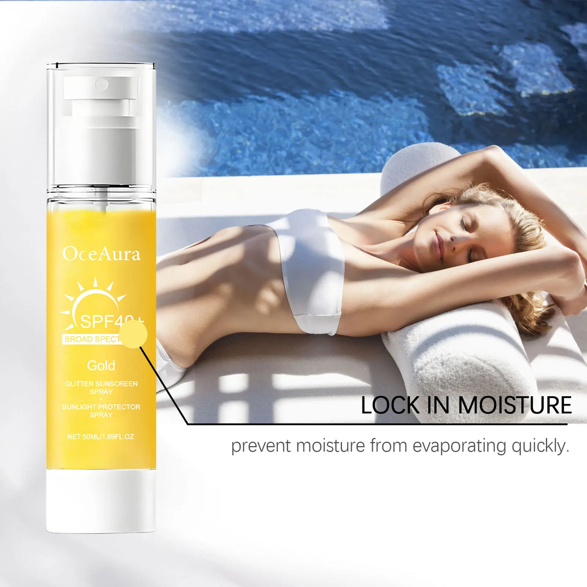 OceAura SPF40+ Sunscreen Spray | Face & Body UV Mist 50ml Sunscreen Spray QXL
