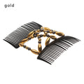 Beaded Double Comb Bun Maker | Elastic Magic Hair Clip Hair Bun Clip QXL gold