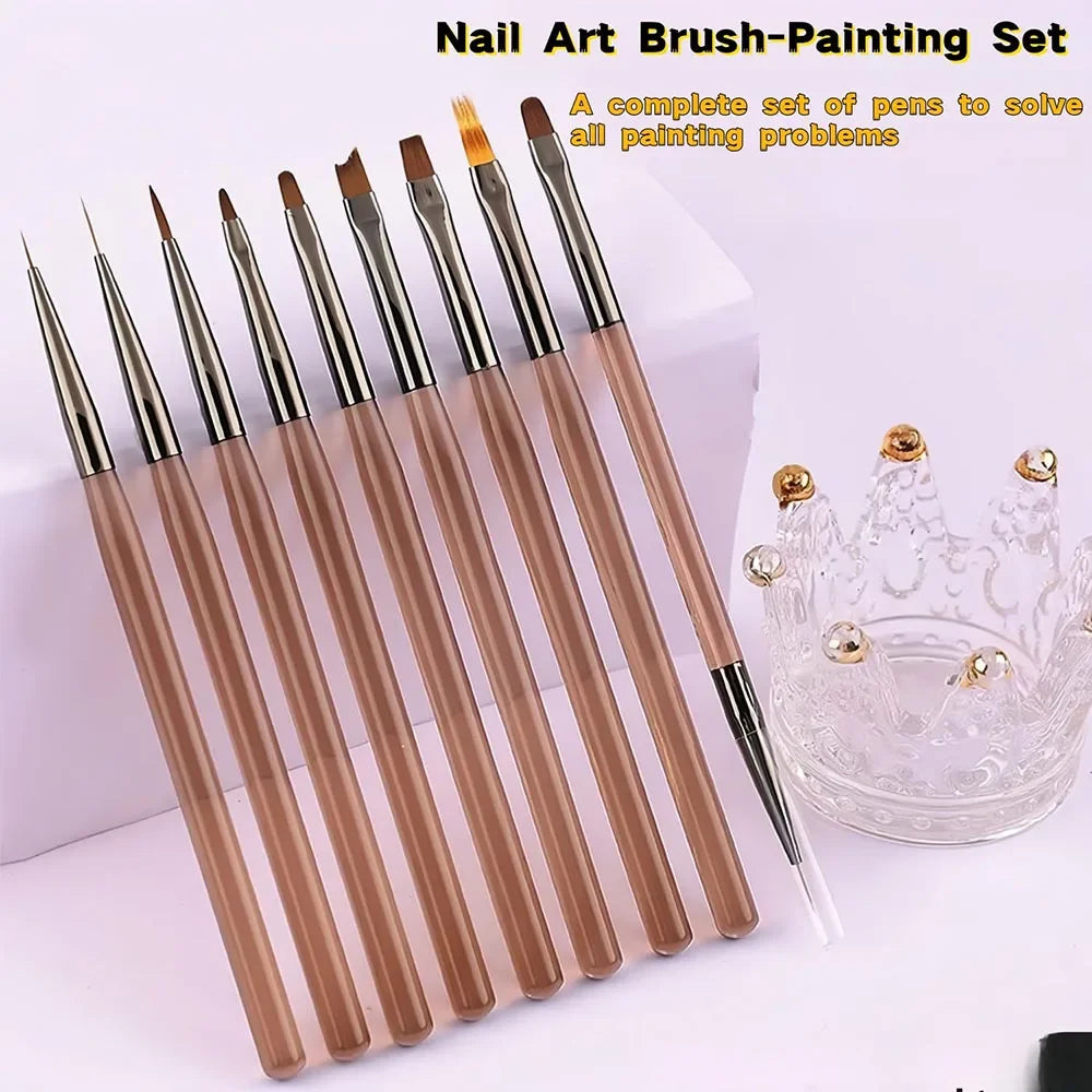 9-Piece Nail Art Brush Set | Multifunctional Nail Pen Kit Nail Art Brush Set QXL