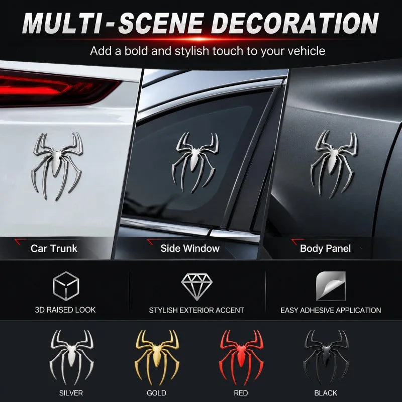 3D Metal Spider Car Sticker – Glossy Raised Emblem Decal Car Emblem Decal QXL