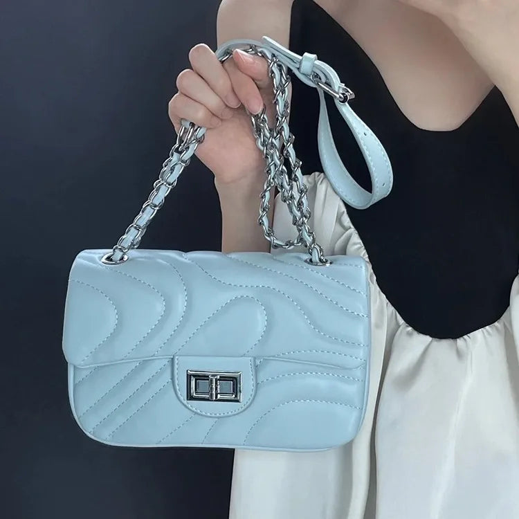 Elegant Luxury Leather Vintage Crossbody Handbag for Women Crossbody Handbag QXL SKY BLUE