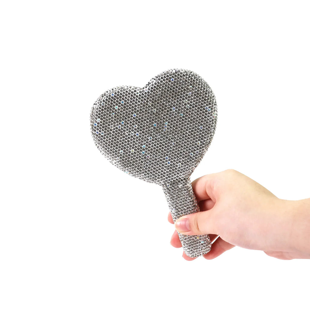 Diamond Heart Handheld Makeup Mirror | Bling Travel Vanity Handheld Makeup Mirror QXL