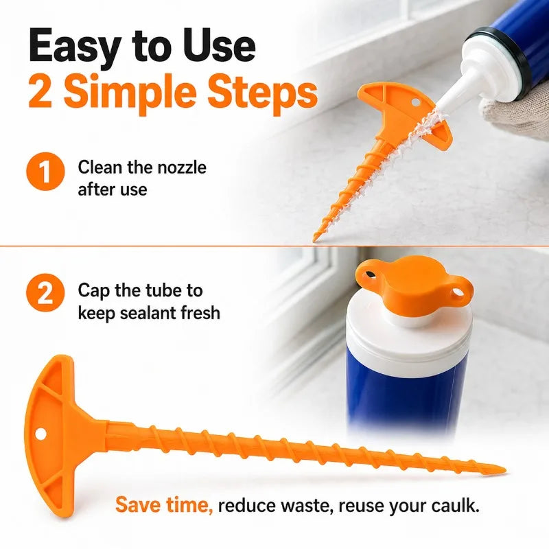 Reusable Caulk Tube Cap & Nozzle Cleaner Set | DIY Sealant Caulk Nozzle Cap Set QXL