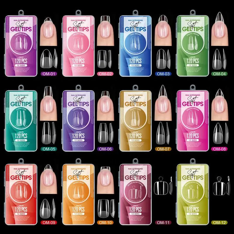 120-Pc Clear Semi-Matte False Nail Tips | Full Coverage DIY False Nail Tips QXL