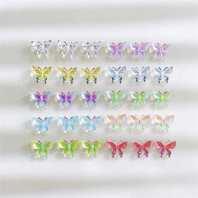 20-Pc 3D Butterfly Nail Charms | Kawaii Gradient Resin Decor Nail Art Charms QXL
