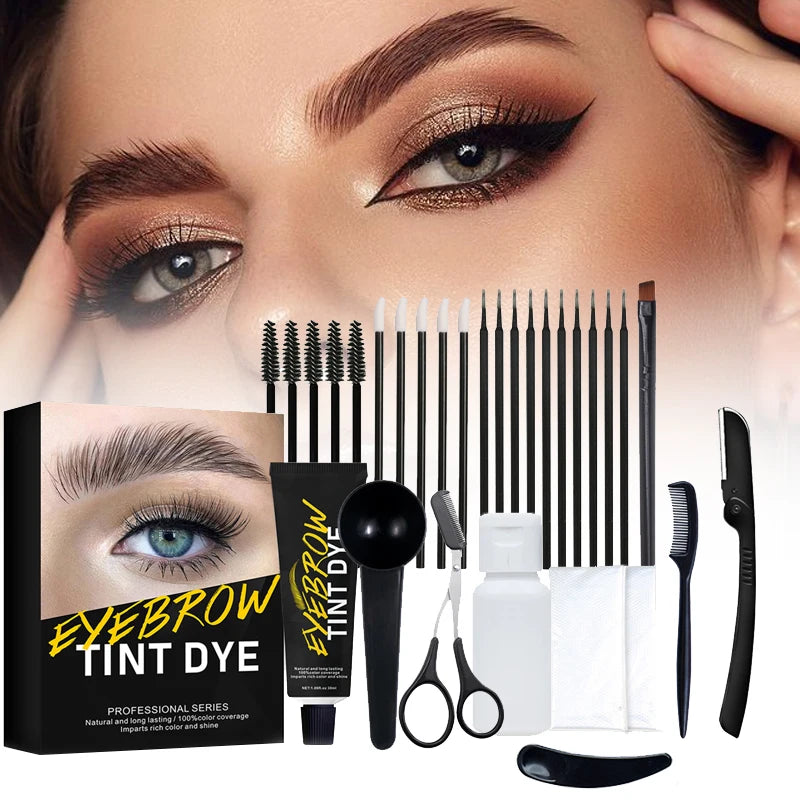 VERONNI Eyebrow & Lash Tint Kit – Black, Brown & Maroon Eyebrow Tint Kit QXL