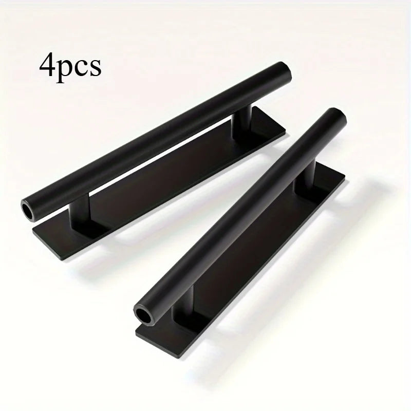 4-Pack Self-Adhesive Cabinet Handles | Matte Black No-Drill Cabinet Door Handles QXL Black