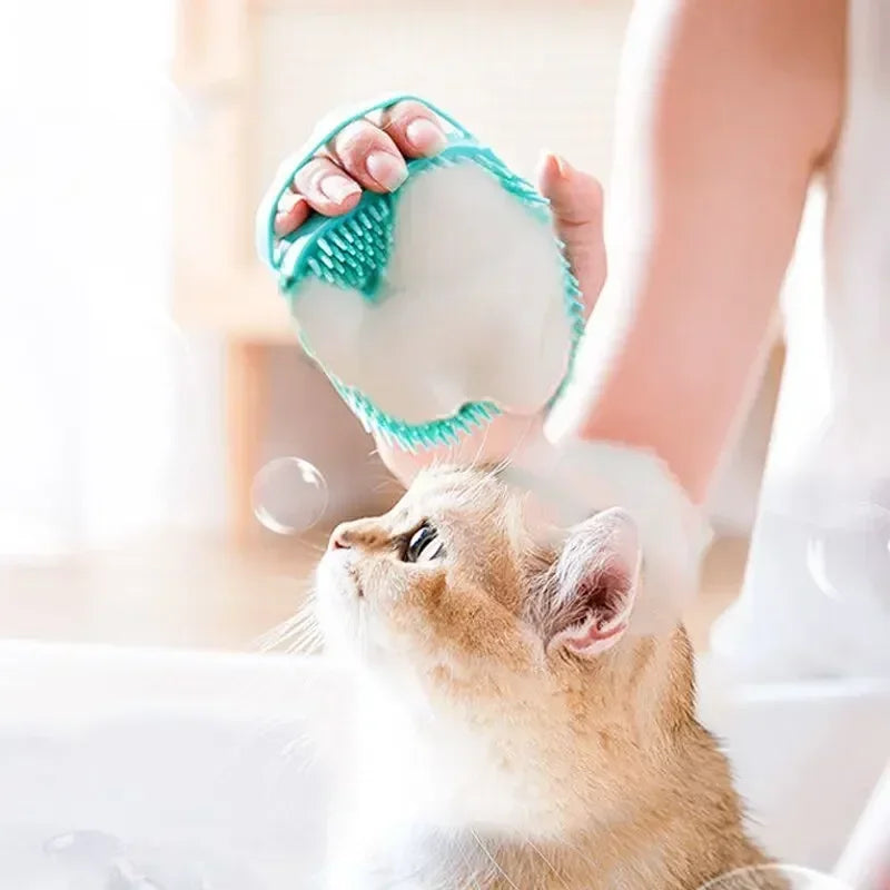 Silicone Pet Bath Brush with Hook | Dogs & Cats Grooming Pet Grooming Brush QXL
