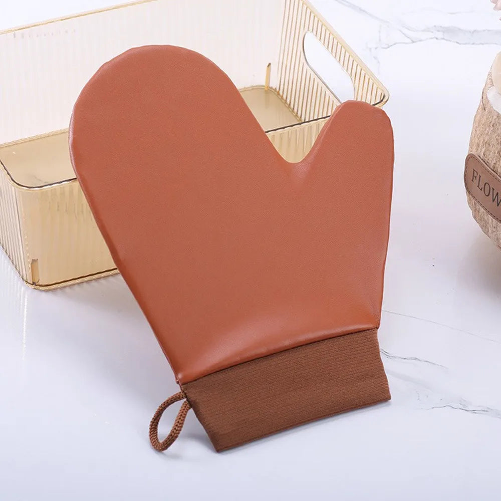 Self-Tanning Mitt | Reusable Leather Sunless Tan Applicator Tanning Mitt QXL Brown